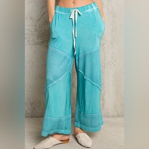 POL Teal Wide Leg Pants